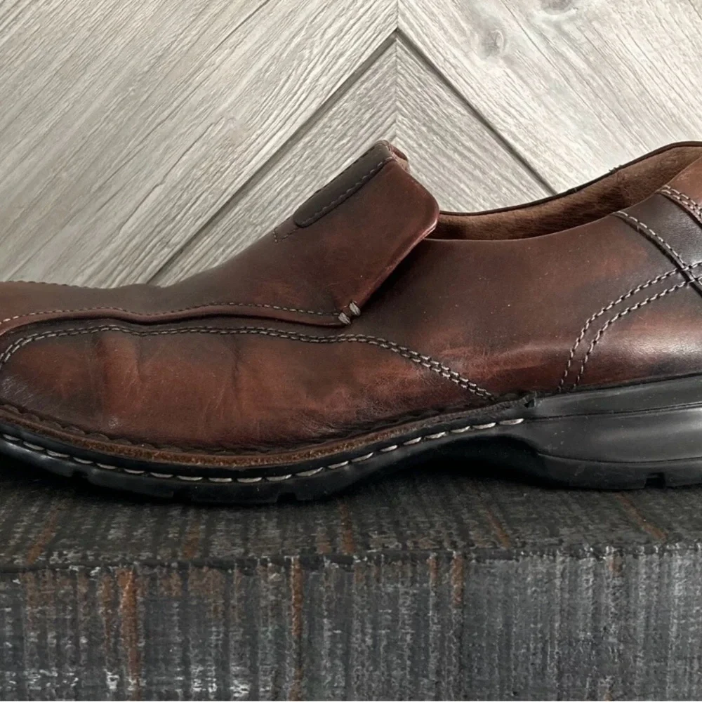 Clarks Escalade Leather Causal Loafers 70846 Brown Slip On Men Sz 9.5